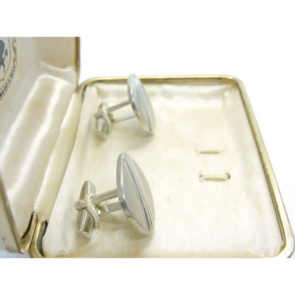 Pioneer Cufflinks Silver Tone Wedding Tux Vintage IOB - Picture 5 of 16